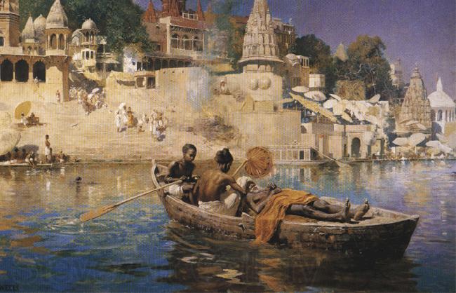 Edwin Lord Weeks The Last Voyage-A Souvenir of the Ganges, Benares. France oil painting art